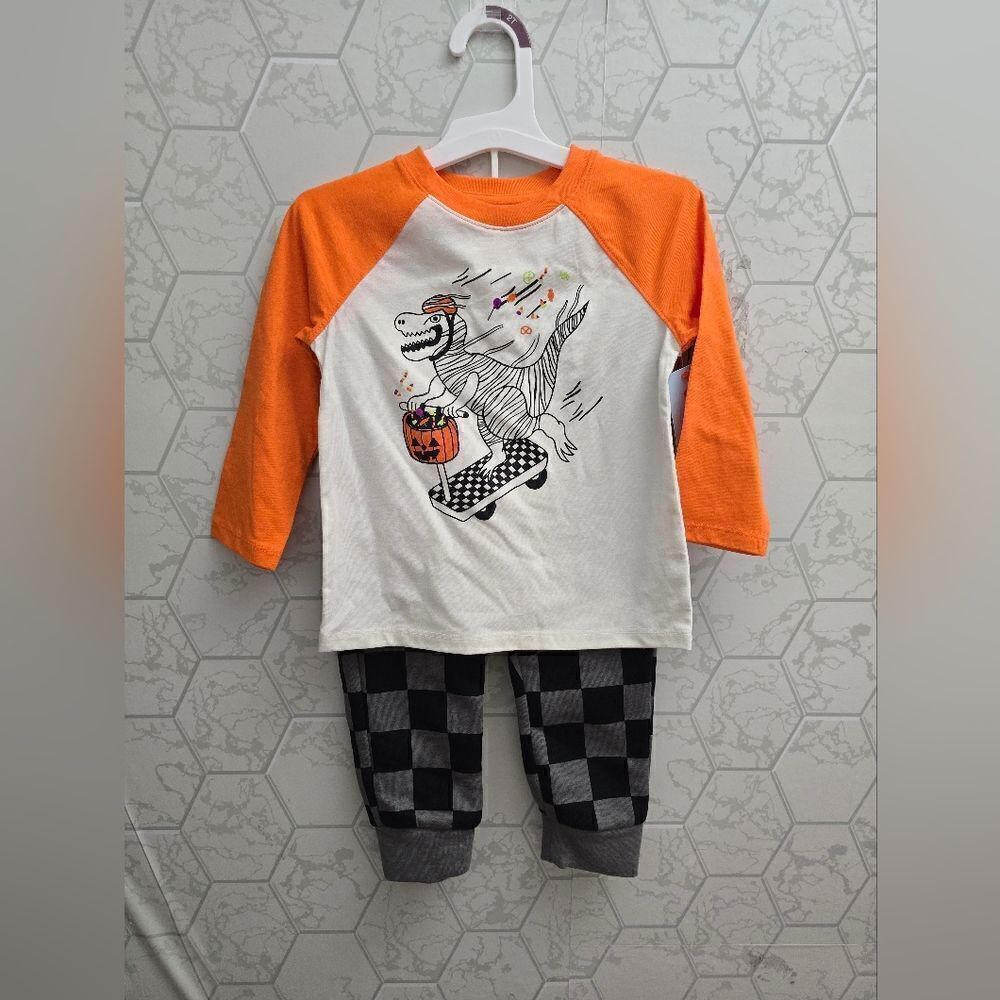 Nwt Cat & Jack Dinosaur T-Rex Boy Halloween Joggers Outfit